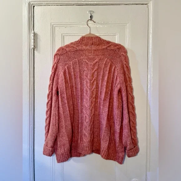 Madewell Pink Bubble Sleeve Cable Knit Cardigan XS - Picture 4 of 11